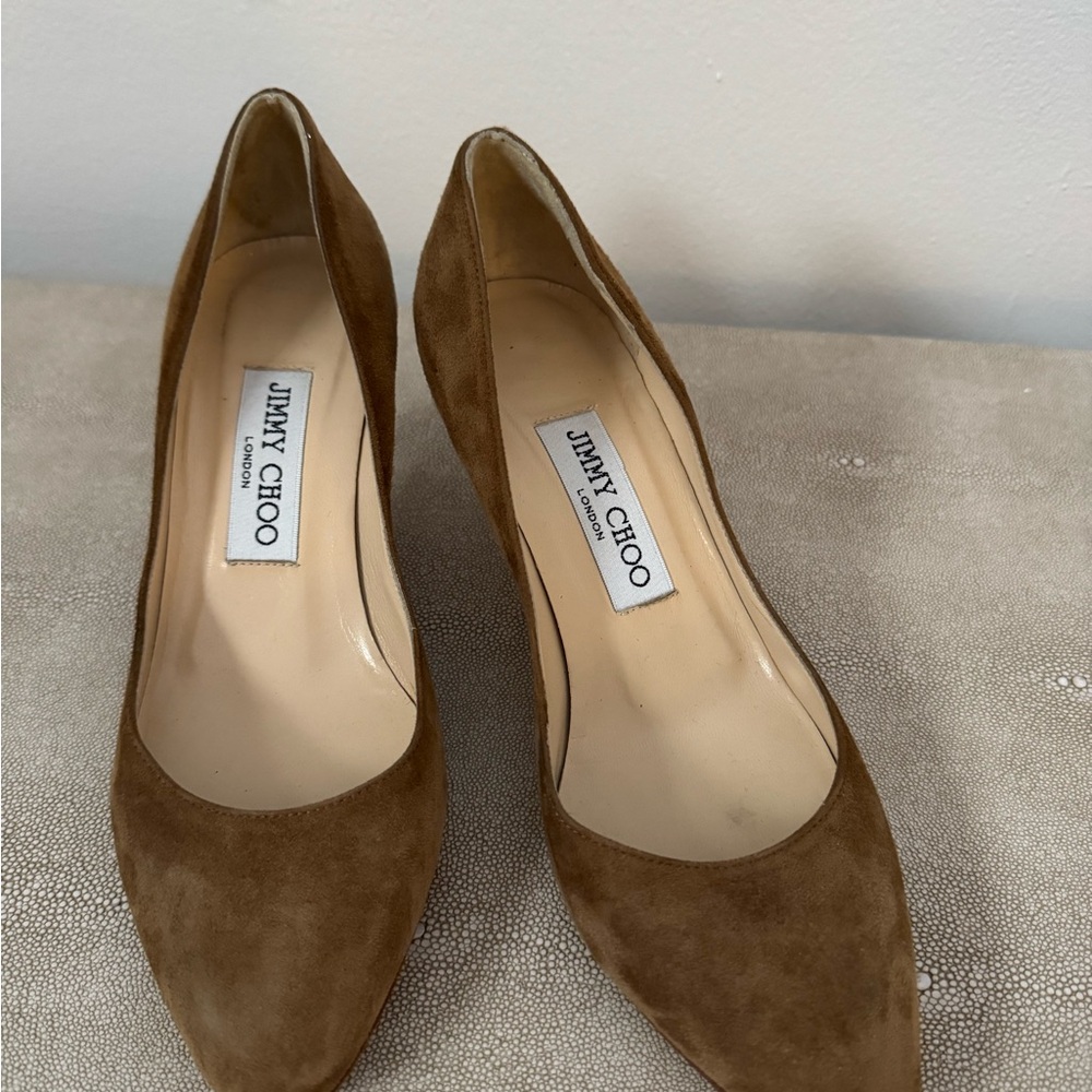 Jimmy Choo Tan Suede Heels
